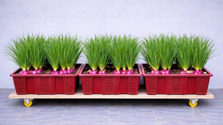 This forgotten trick turns plastic baskets into a mobile garden for fresh green onions…