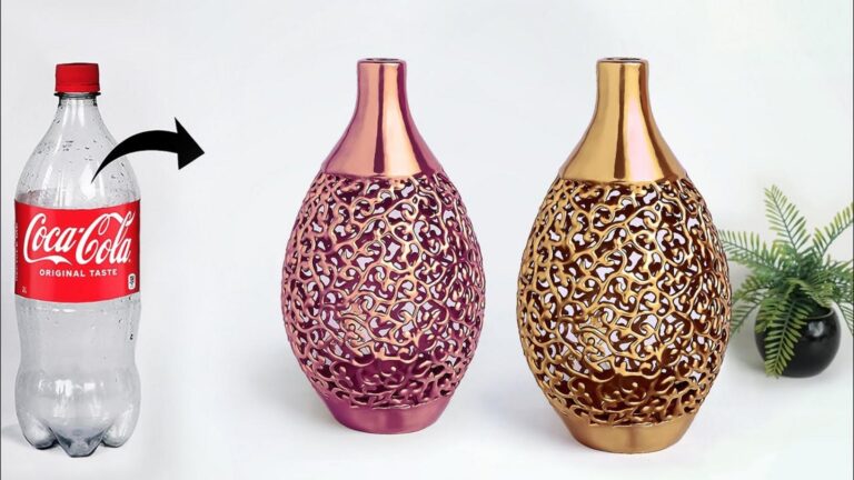 This simple technique transforms plastic bottles into stunning flower vases…