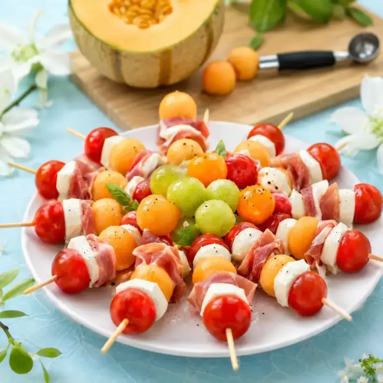 Melon, Ham & Mozzarella Skewers: The Chic Refreshing Appetizer