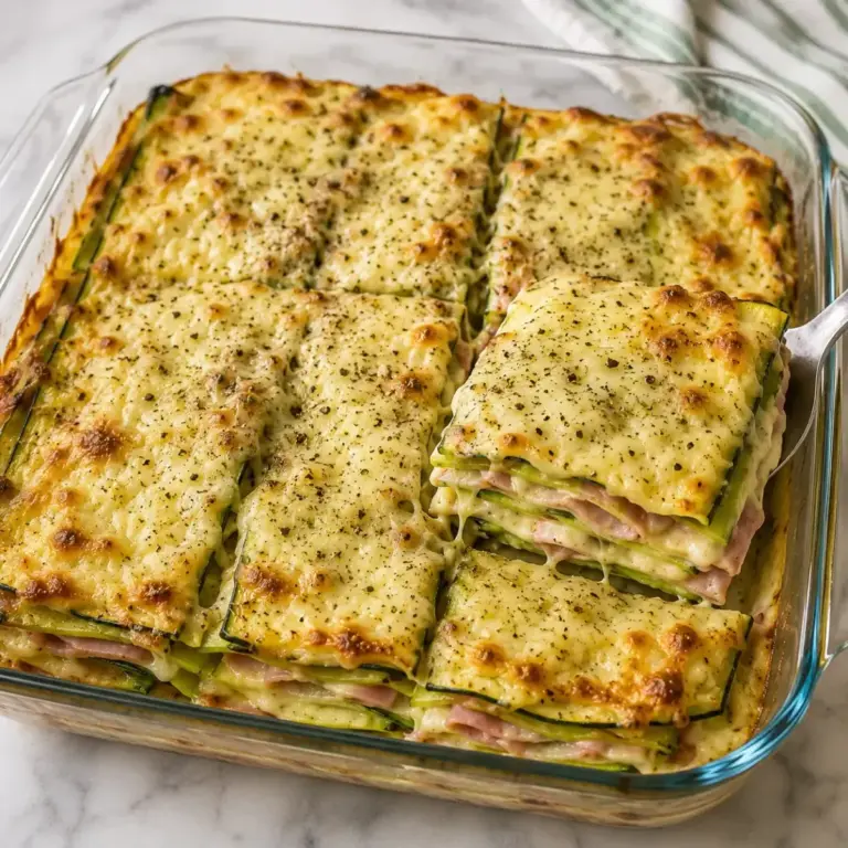 Cheesy Ham Zucchini Gratin: Delightfully Light and Irresistibly Creamy
