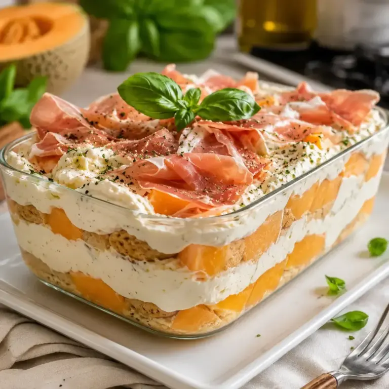 Summer Melon, Prosciutto, and Cheese Tiramisu: A Chic and Refreshing Appetizer